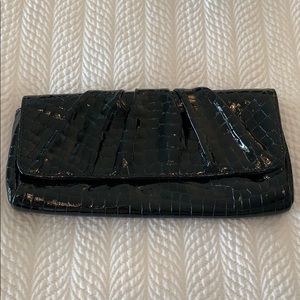 Lauren Merkin black patent clutch